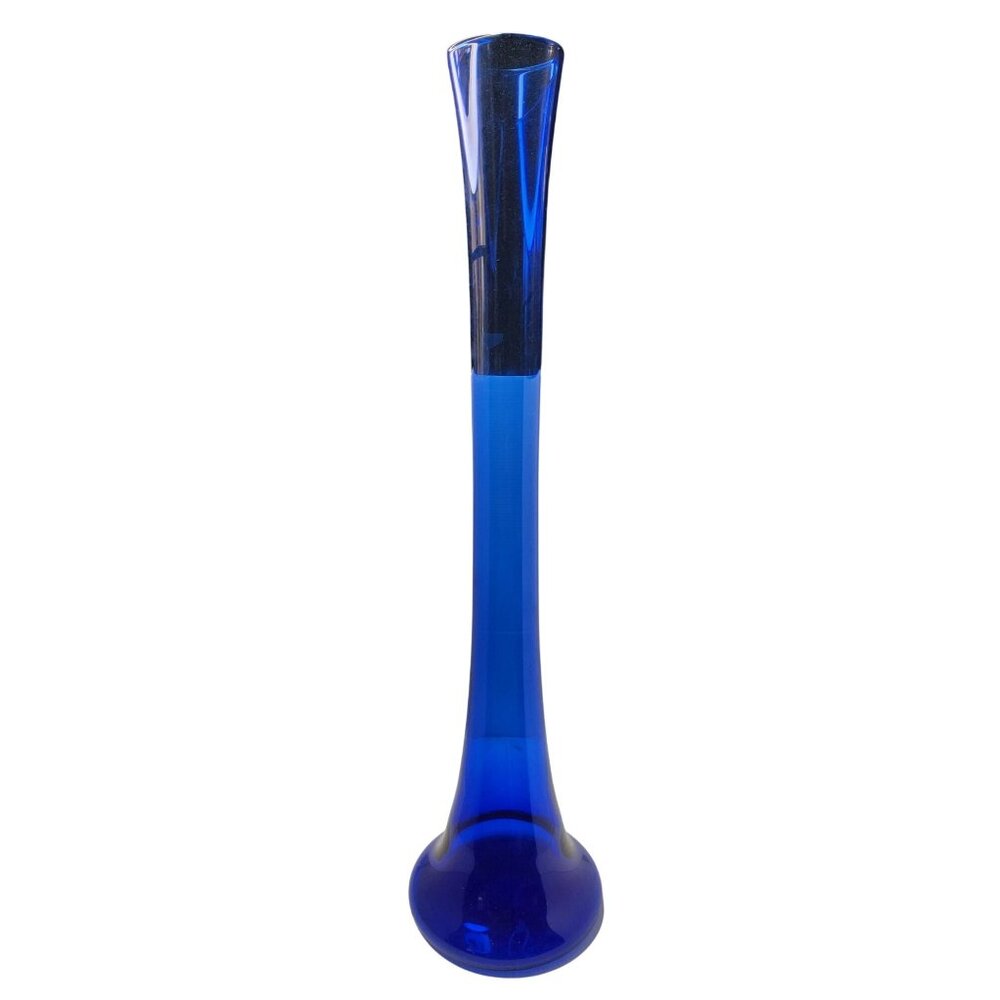 Mid Century Modern Cobalt Blue Art Glass Vase handmade